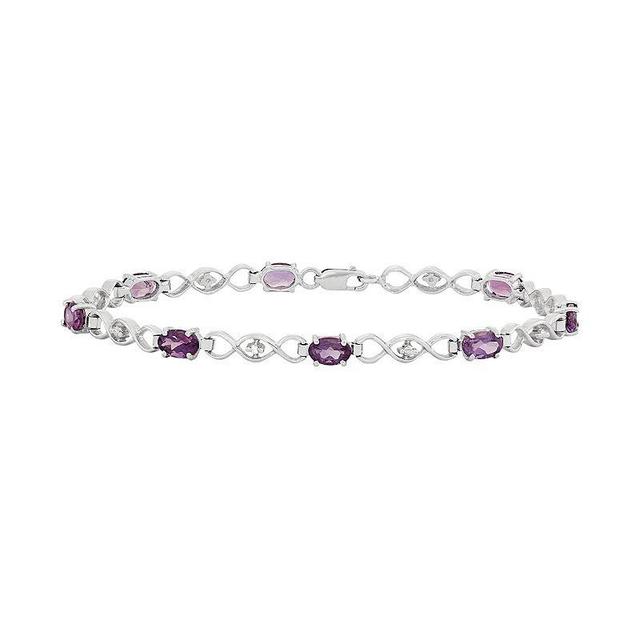 Jewelexcess Amethyst & Diamond Accent Sterling Silver Station Bracelet, Womens Purple Product Image