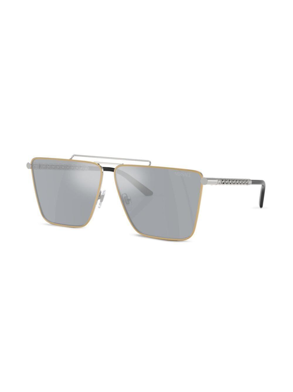 VERSACE Tubular Greca Square-frame Sunglasses In Gold Product Image