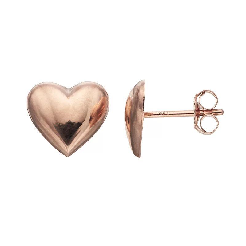 Taylor Grace 10k Rose Gold Heart Stud Earrings, Womens, 10k Pink Product Image