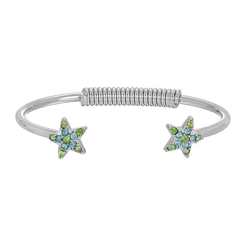 1928 Silver Tone Simulated Crystal Star Spring Bracelet, Womens, Blue Product Image