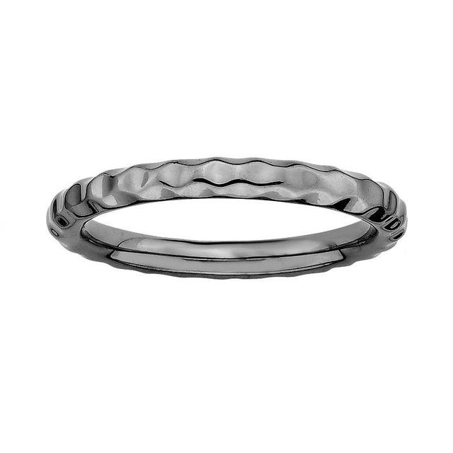 Stacks & Stones Ruthenium-Plated Sterling Silver Hammered Stack Ring, Womens Black Product Image