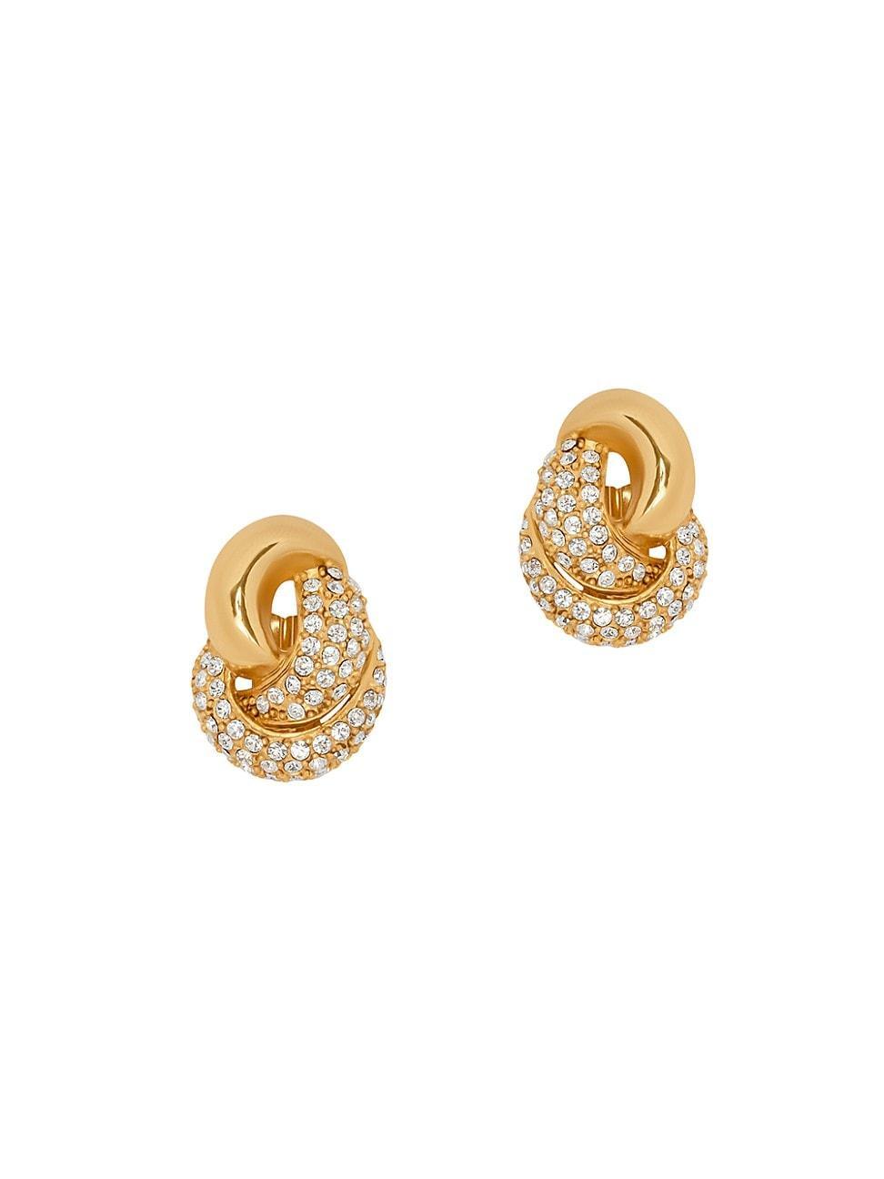 Womens Love Knot 2.0 Goldtone & Glass Crystal Stud Earrings Product Image