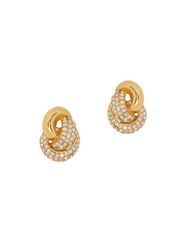 Womens Love Knot 2.0 Goldtone & Glass Crystal Clip-On Stud Earrings Product Image