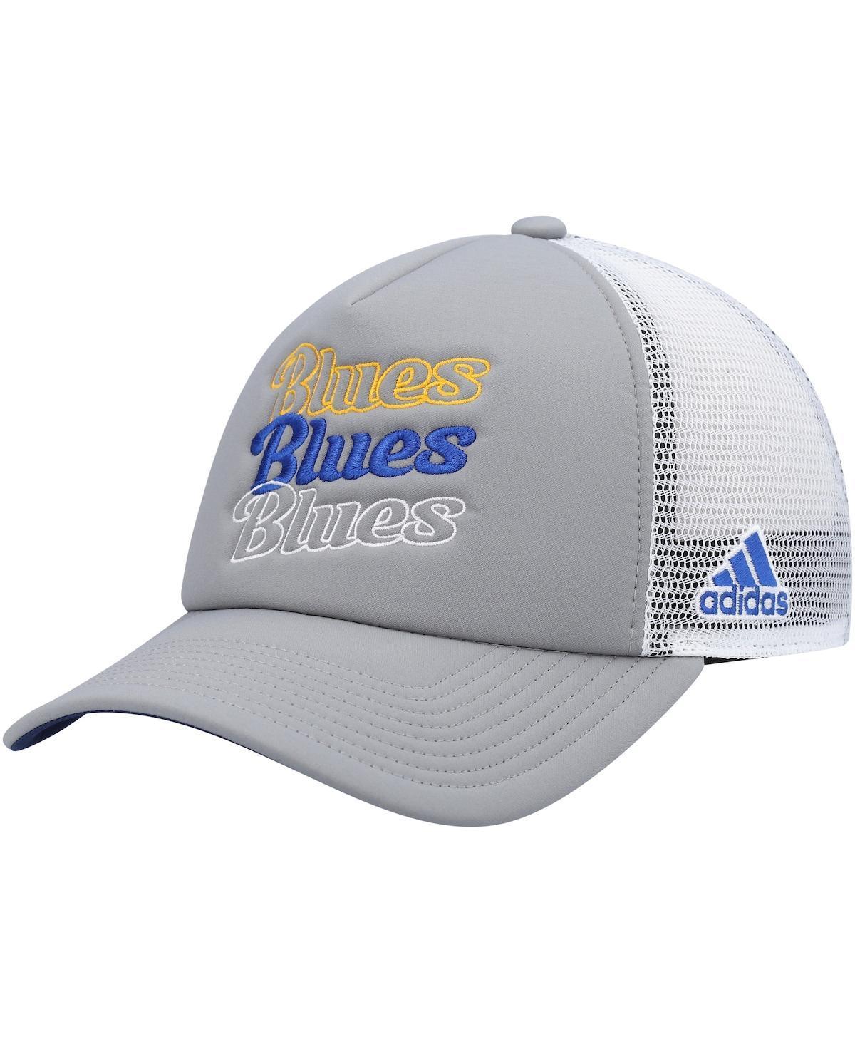 Womens adidas Gray/White St. Louis Blues Foam Trucker Snapback Hat Product Image