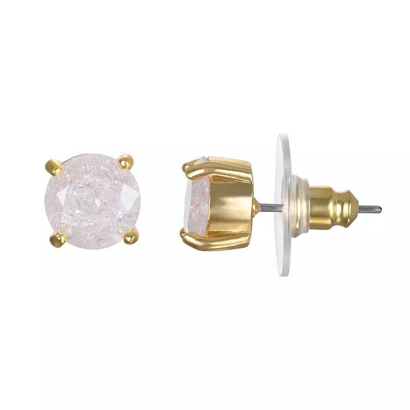 Emberly Gold Tone 4 Prong Stud Earrings, Womens, White Product Image