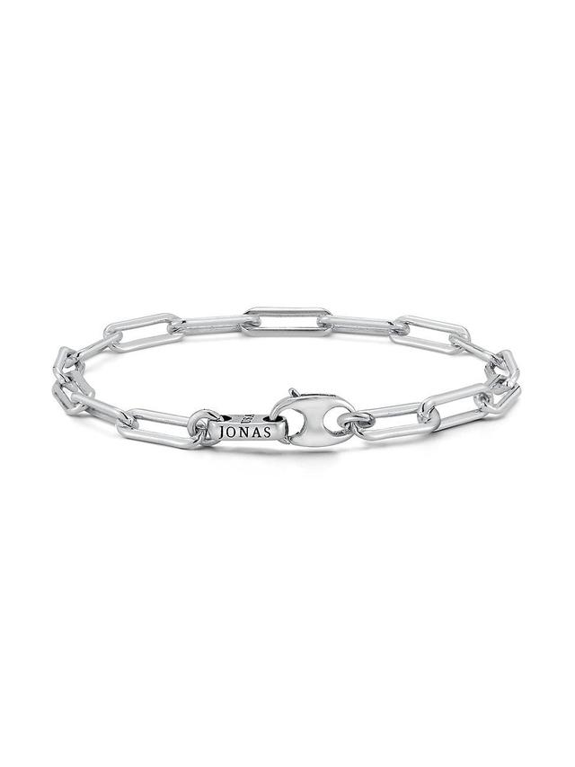 Mens Sterling Silver Oval Linked Bracelet Product Image