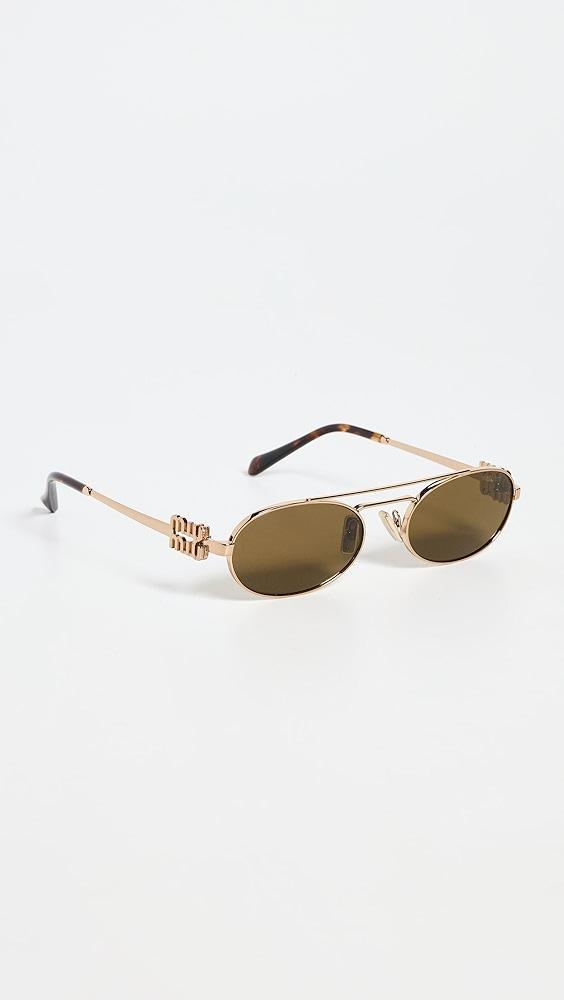 Miu Miu Logo Oval Sunglasses | Shopbop Product Image