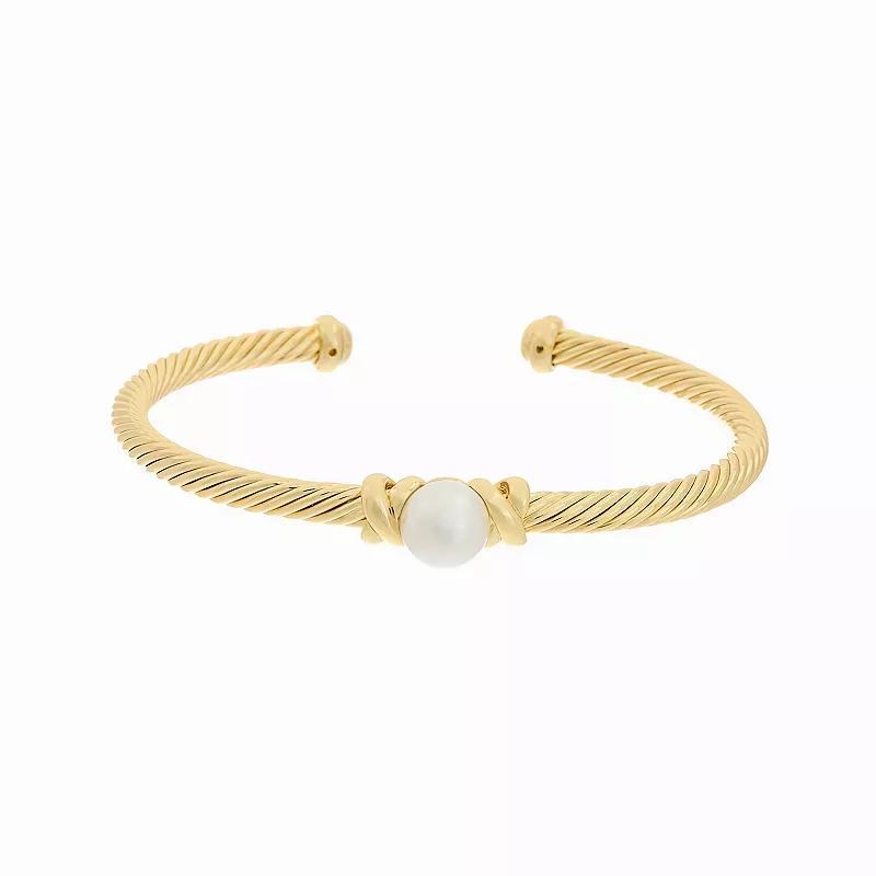 Juvell 18k Gold Plated Freshwater Cultured Pearl Cuff Bracelet, Womens Gold Tone Product Image