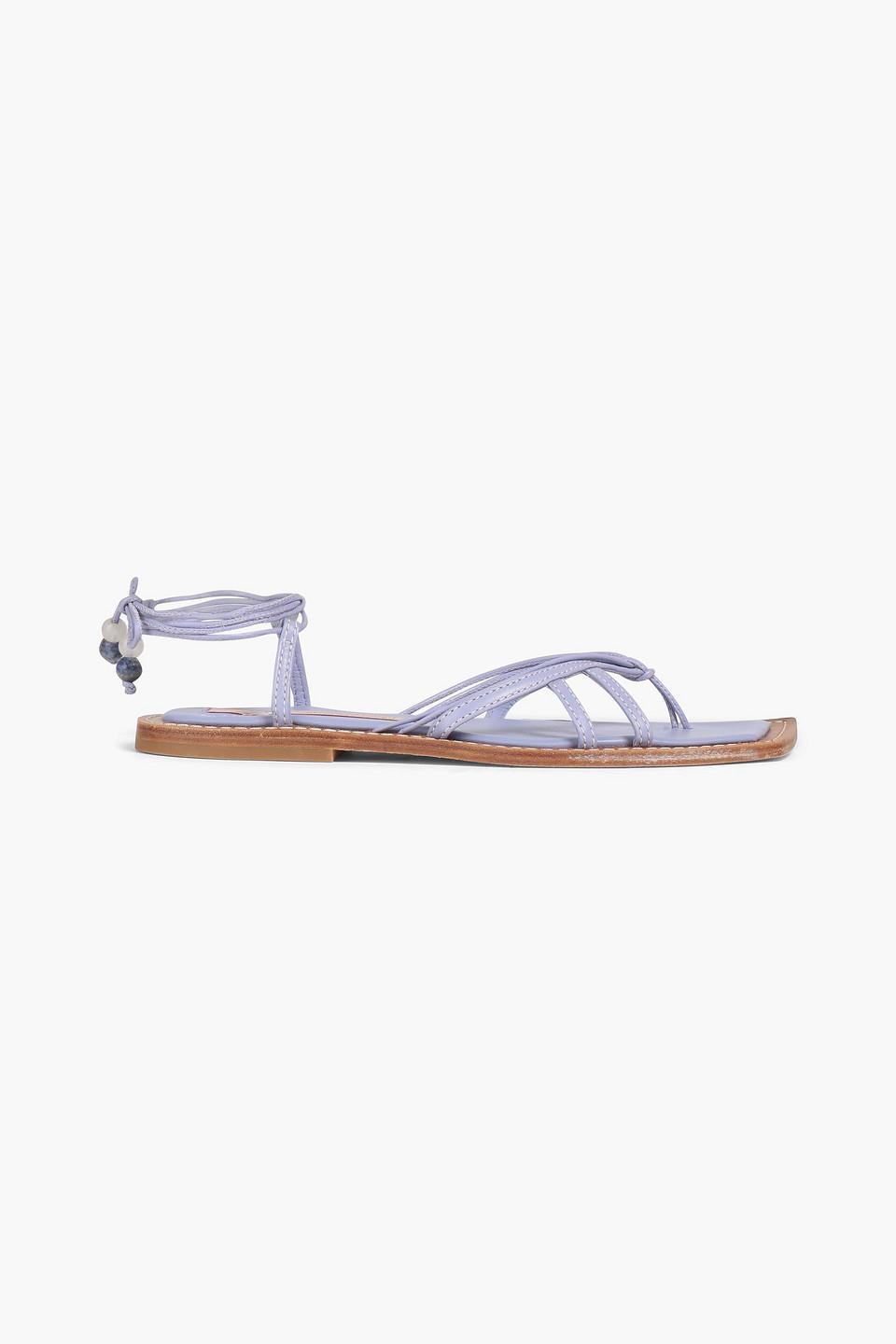 ZIMMERMANN Skinny Strap Tie Flat Sandals In Lavender Product Image