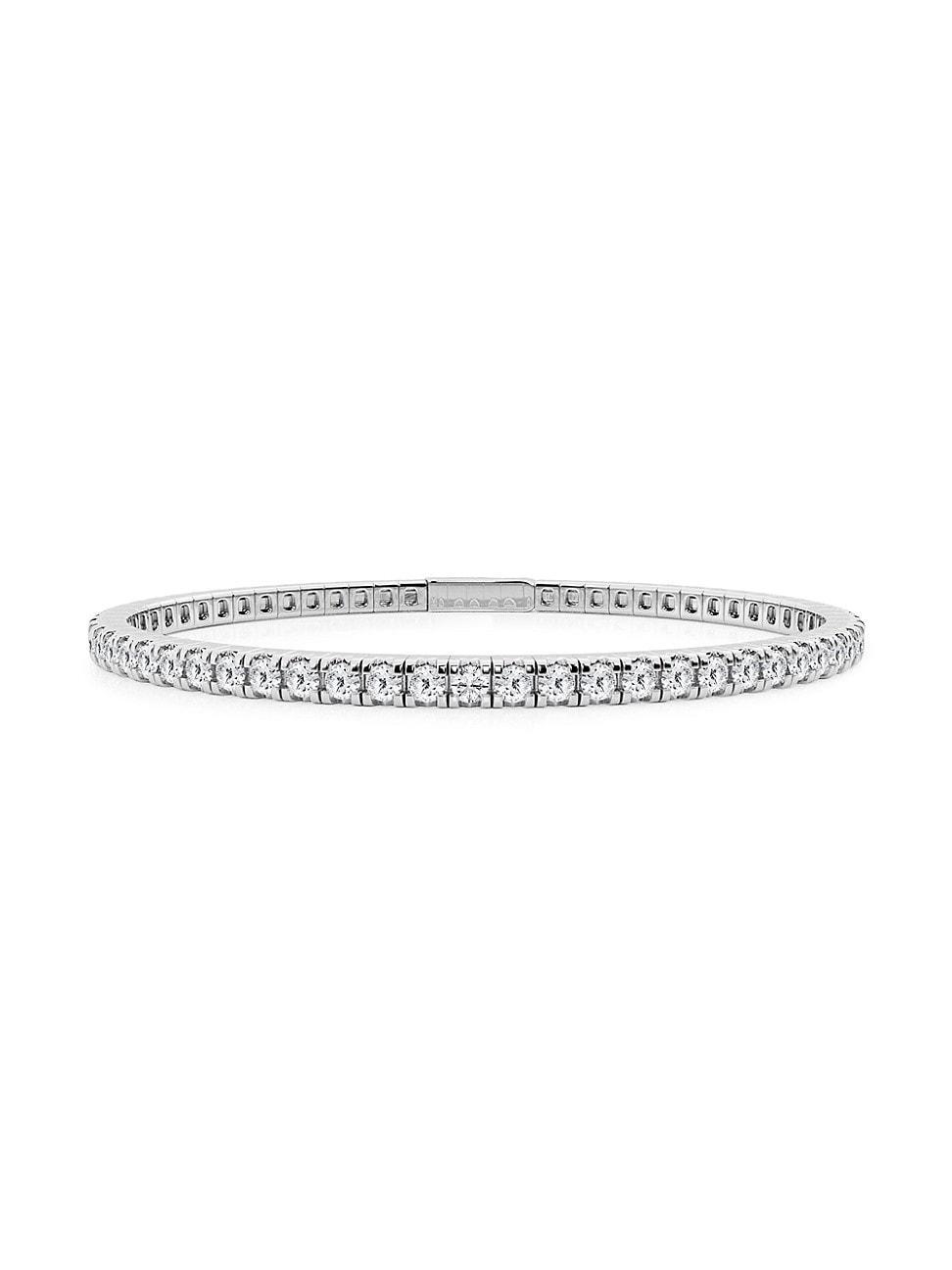 Womens 14K White Gold & Round Lab-Grown Diamond Flexible Tennis Bangle/1.00-10.00 TCW Product Image