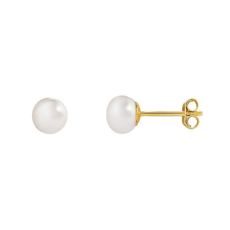 PRIMROSE 18k Gold Over Silver White Glass Pearl Stud Earrings, Womens Yellow Product Image