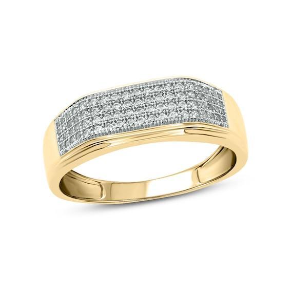 Men's 3/8 CT. T.w. Diamond Rectangular Wedding Band in 14K Gold Product Image