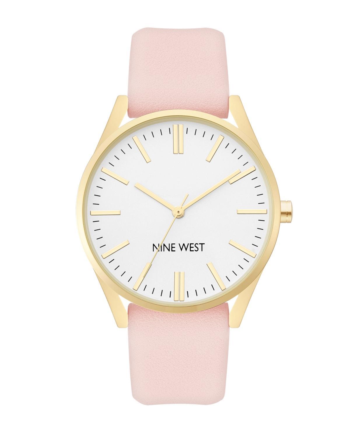 Nine West Womens Quartz Pink Faux Leather Band Watch, 36mm - Pink Product Image