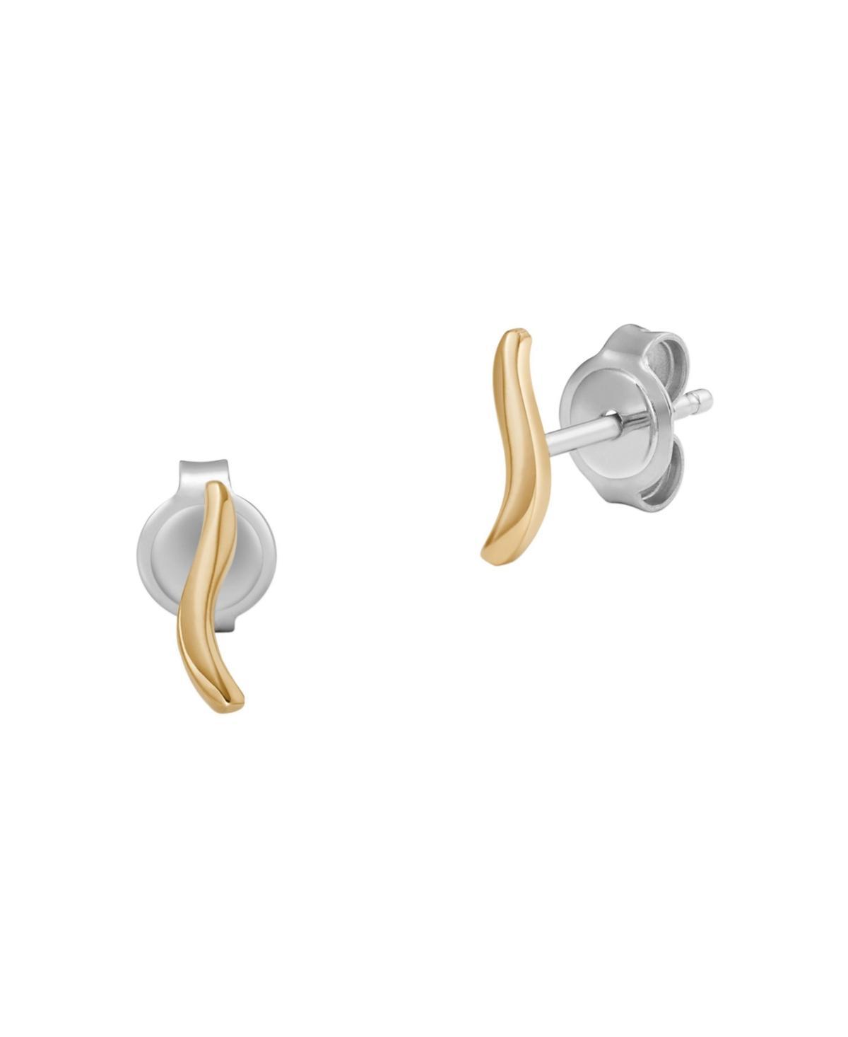 Skagen Womens Essential Waves Gold-Tone Stainless Steel Stud Earrings Product Image