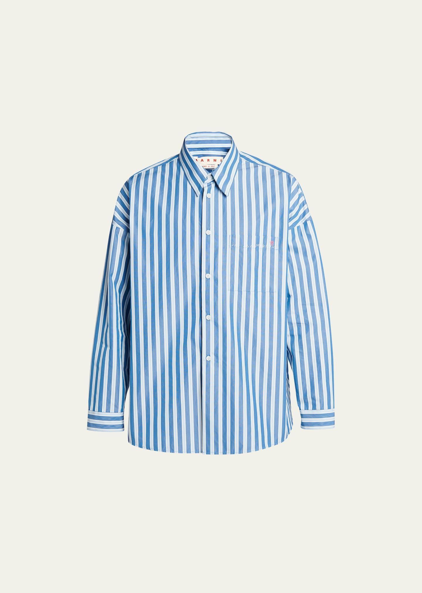 Mens Striped Poplin Boxy Dress Shirt Product Image