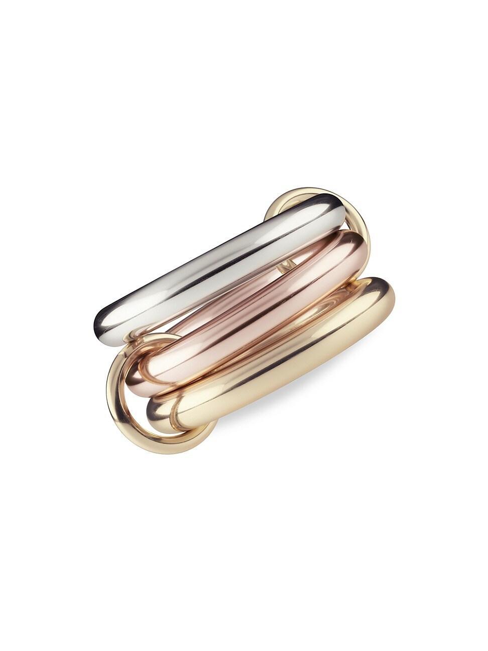 Womens 18K Two-Tone Gold & Sterling Silver 3-Link Ring Product Image