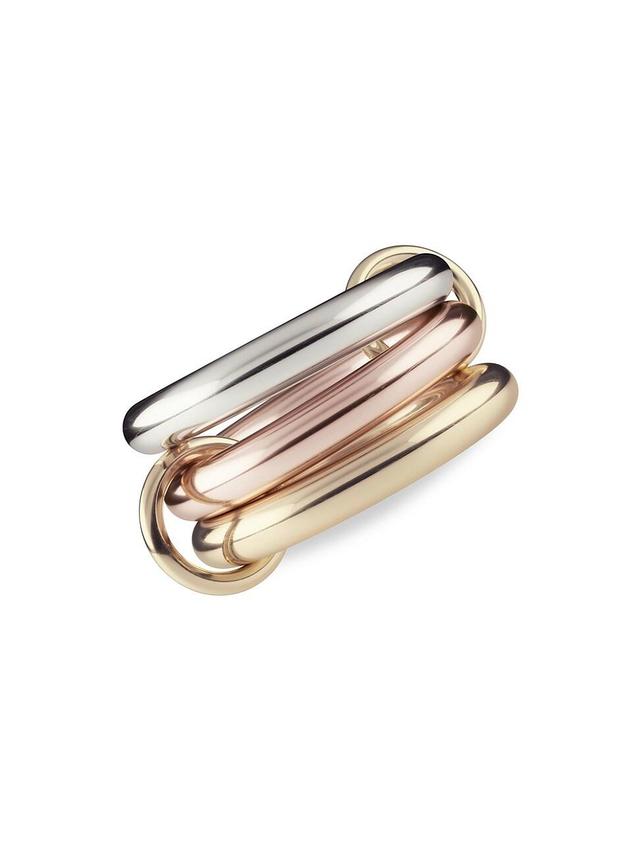 Womens 18K Two-Tone Gold & Sterling Silver 3-Link Ring Product Image