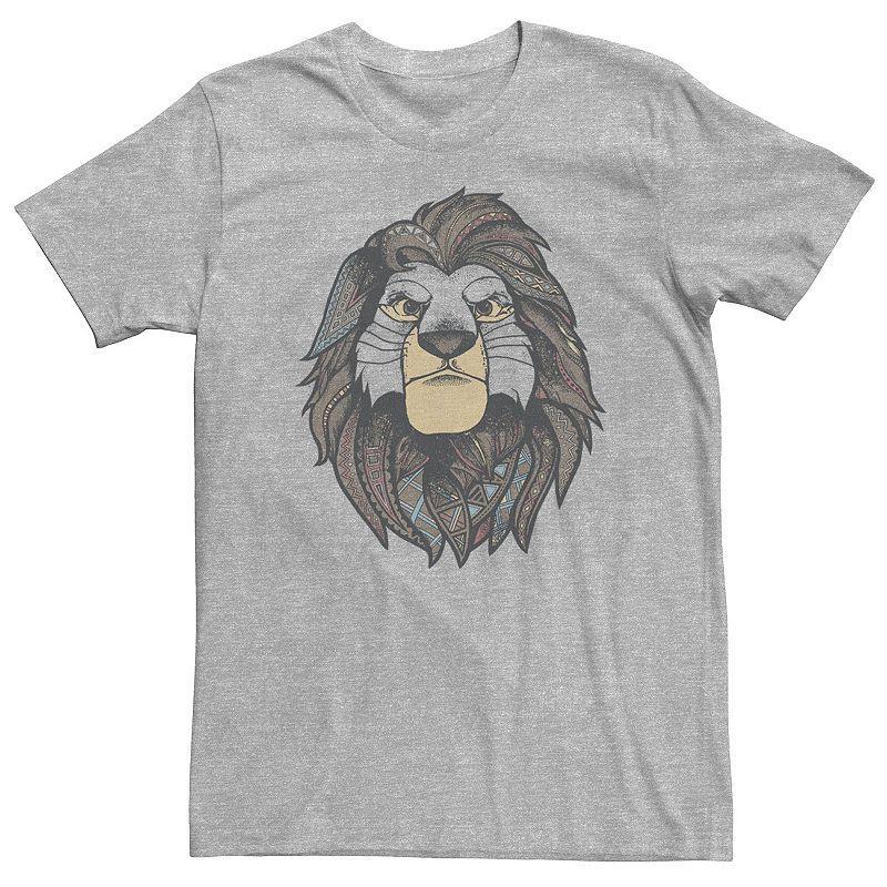 Disneys The Lion King Simba Big & Tall Boho Portrait Tee, Mens Athletic Grey Product Image