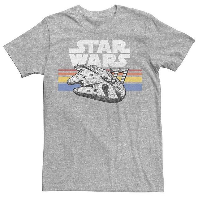 Mens Star Wars Millennium Falcon 77 Retro Lines Logo Tee Athletic Grey Product Image