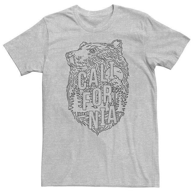 Mens California Outlined Bear Head Tee Athletic Grey Product Image