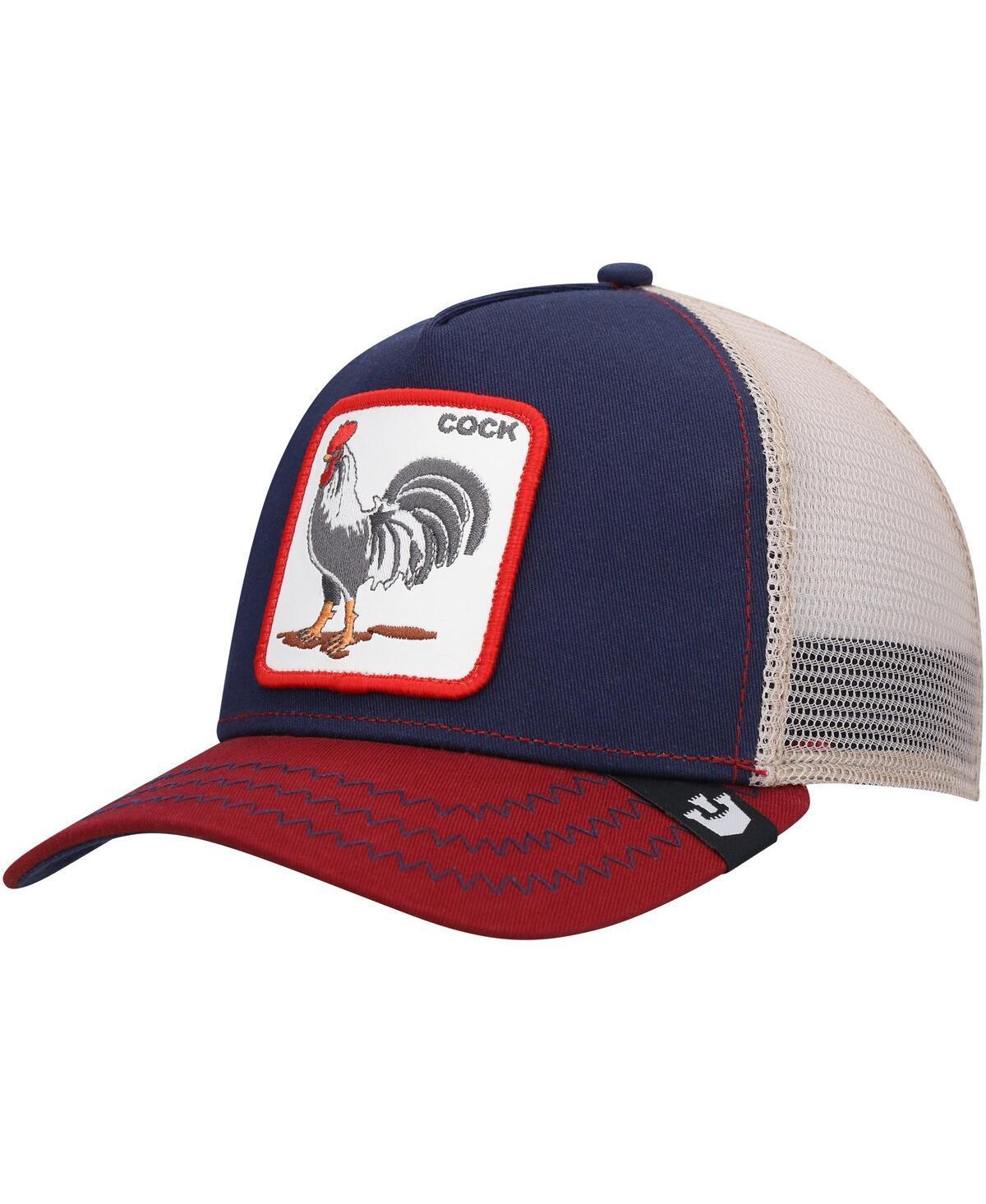 Goorin Bros Mens Navy The Rooster Trucker Snapback Hat - Navy, Red Product Image