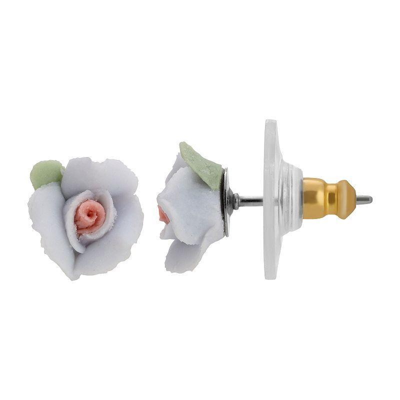 1928 Rose Stud Earrings, Womens, Blue Product Image