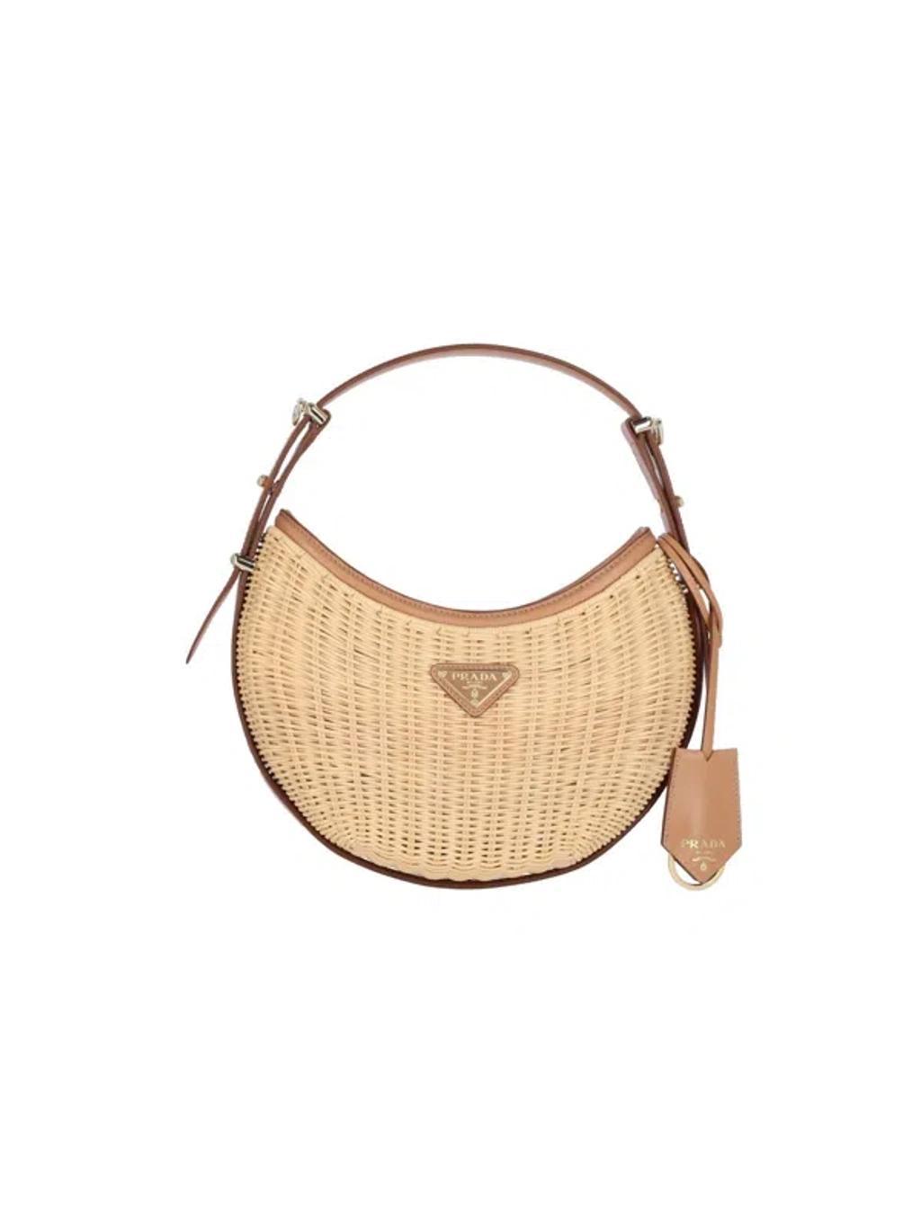 PRADA Shoulder Bag In Woven Wicker In Brown Product Image