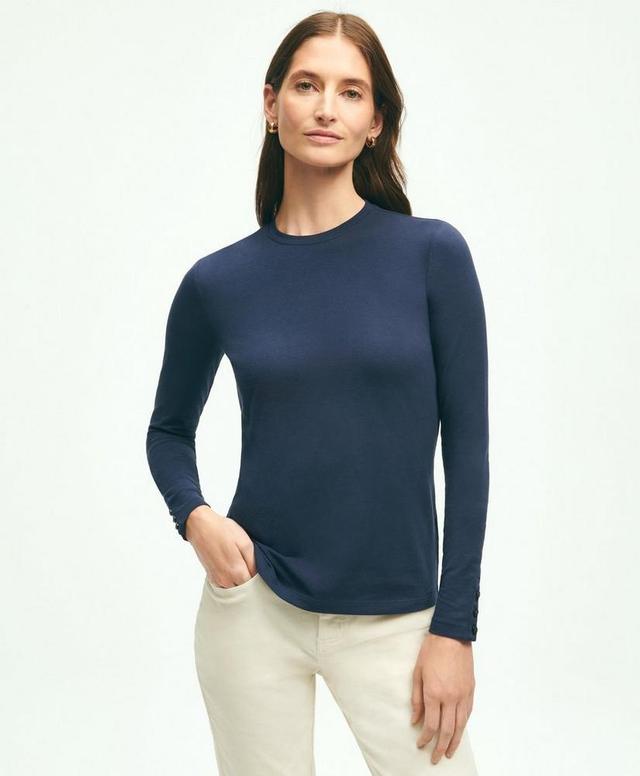 Cotton Long Sleeved Crewneck Top Product Image