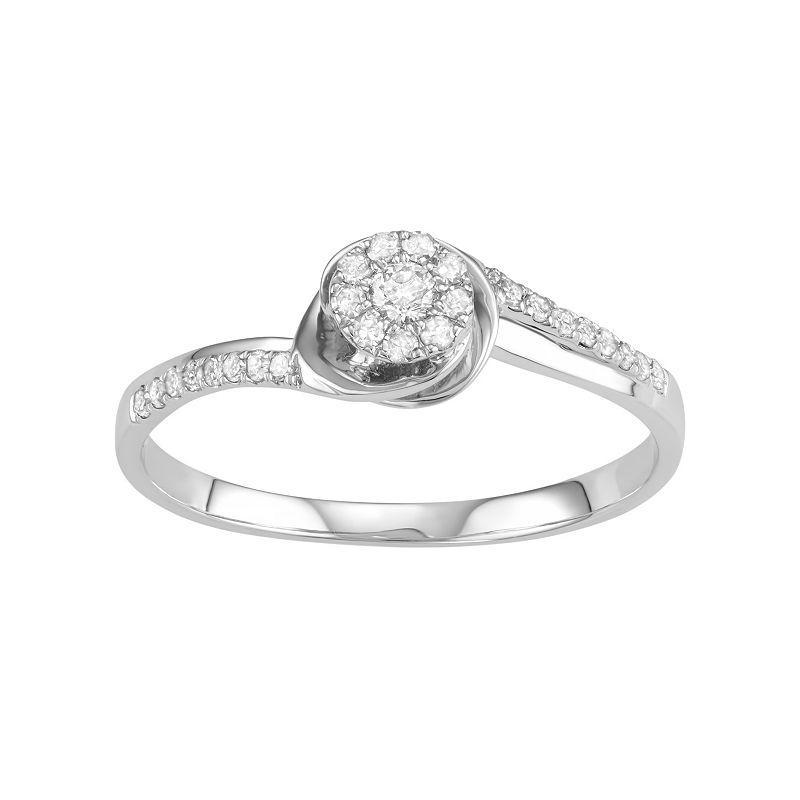 10k White Gold 1/5 Carat T.W. Diamond Cluster Engagement Ring, Womens Product Image