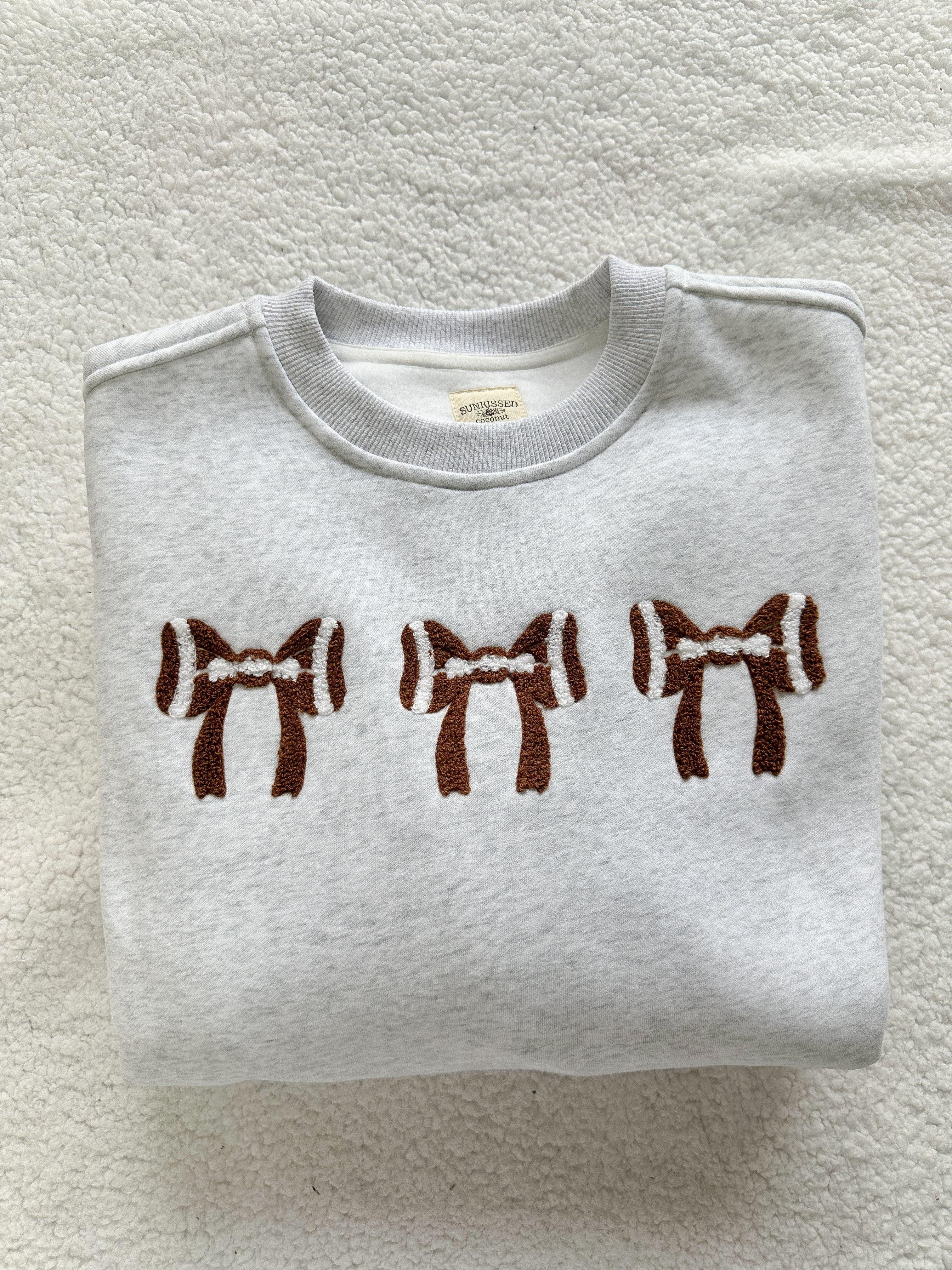 Football Bows Embroider Sweatshirt Product Image