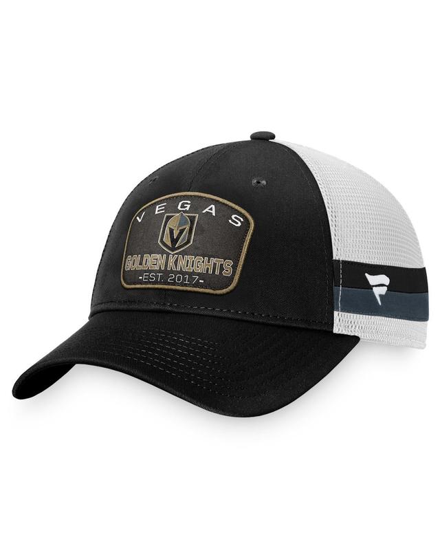 Mens Fanatics Black Vegas Golden Knights Fundamental Striped Trucker Adjustable Hat - Black Product Image