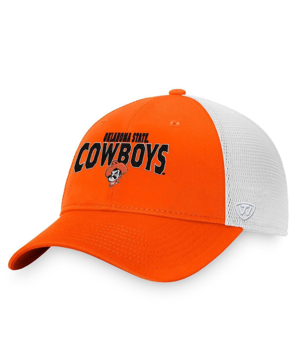 Mens Top of the World Orange, White Oklahoma State Cowboys Breakout Trucker Snapback Hat Product Image