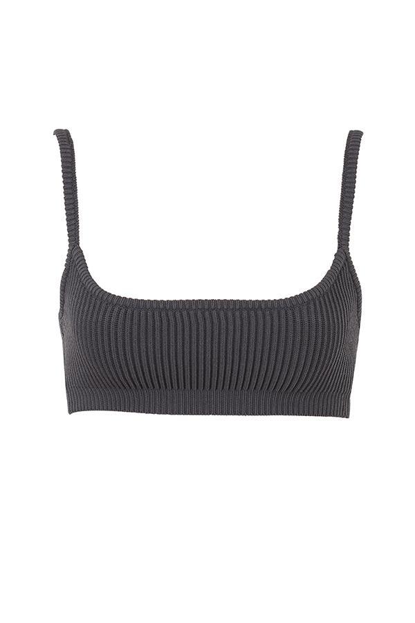 Mischa Dark Grey Ribbed Knit Bralette Product Image