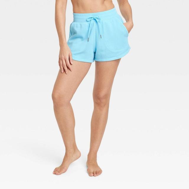 Womens Fleece High-Rise Shorts 3.5 - All In Motion Light Blue XL Product Image