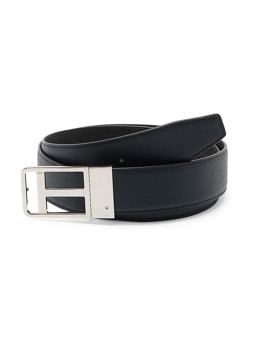 Mens Leather T Logo Belt Product Image