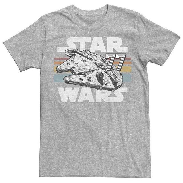 Mens Star Wars Millennium Falcon 77 Retro Tee Athletic Grey Product Image