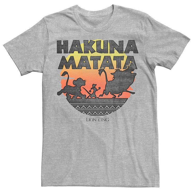 Mens Disney The Lion King Hakuna Matata Sunset Silhouette Poster Tee Athletic Grey Product Image