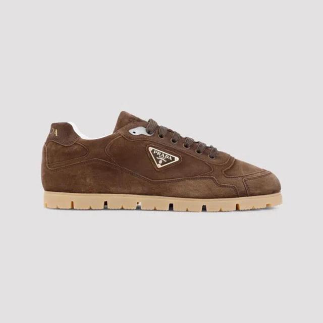 PRADA Suede Low-top Sneakers In Brown Product Image