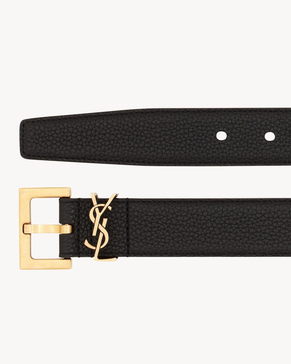 CASSANDRE BELT WITH SQUARE BUCKLE IN GRAINED LEATHER | Saint Laurent | YSL.com Product Image