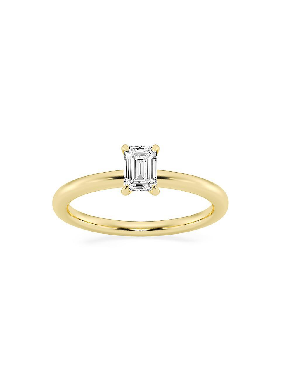 Womens 14K Yellow Gold & Emerald-Cut Lab-Grown Diamond Solitaire Ring/0.50-5.00 TCW Product Image