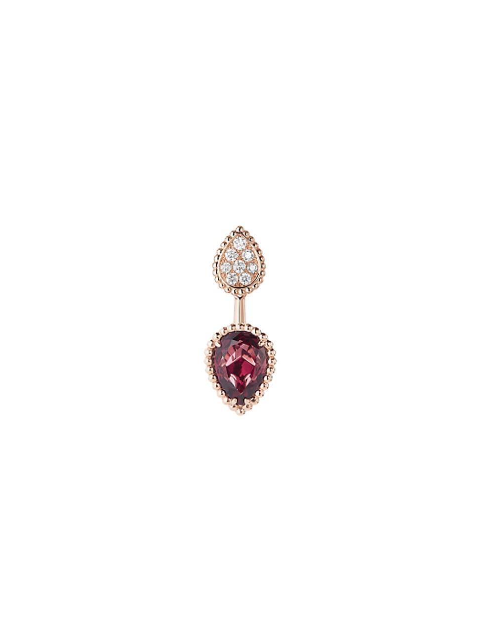 Womens Serpent Bohme 18K Rose Gold, Diamond & Garnet Single Stud Earring Product Image