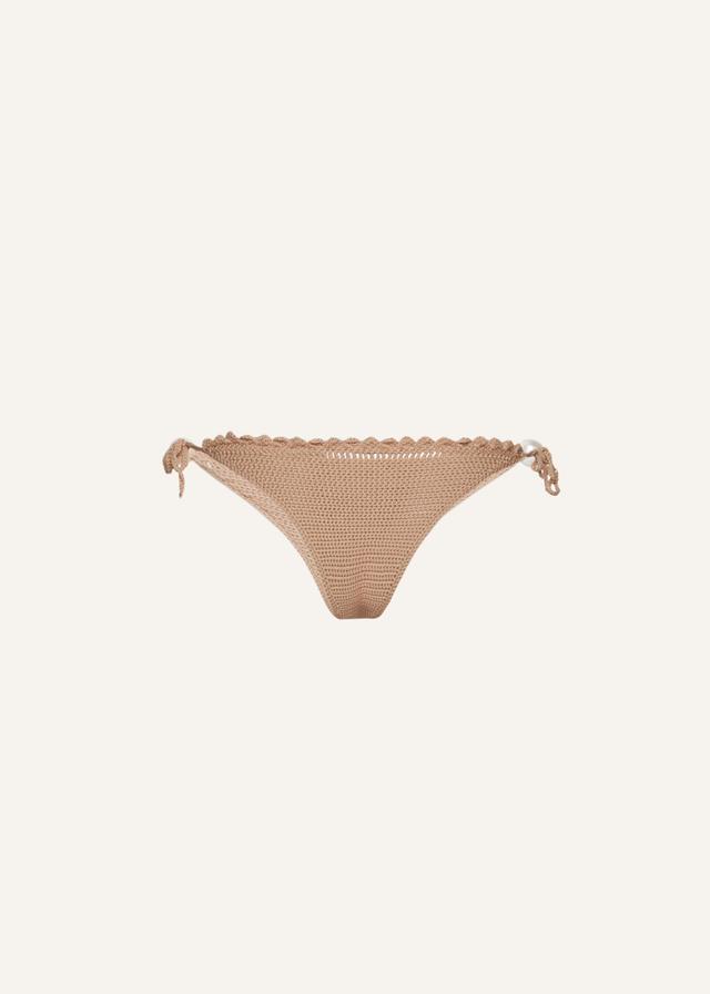 Pearl crochet string bottoms in brown Product Image