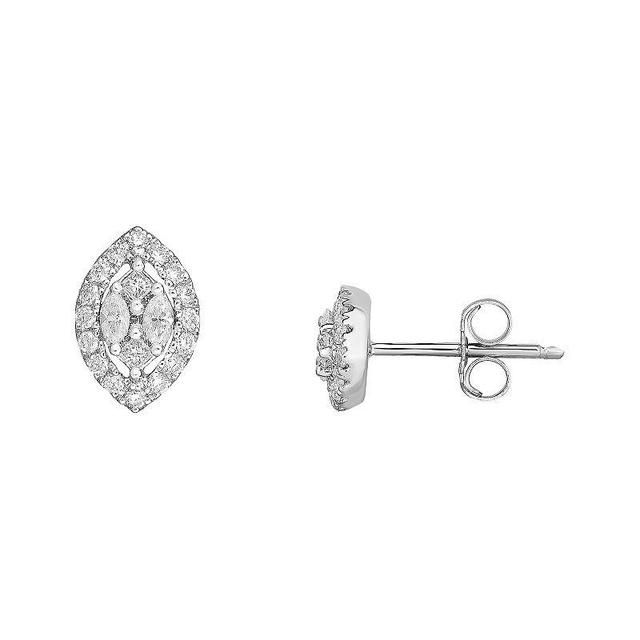 14k White Gold 1/2 Carat T.W. Diamond Marquise Stud Earrings, Womens Product Image