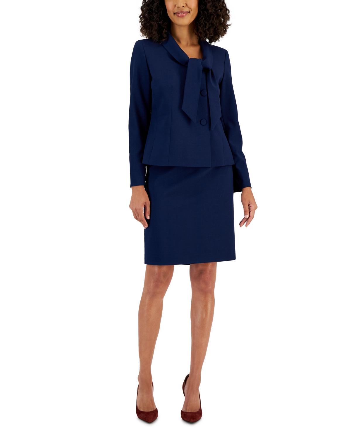 Le Suit Womens Crepe Three-Button Tie-Collar Jacket & Slim Pencil Skirt Suit Product Image