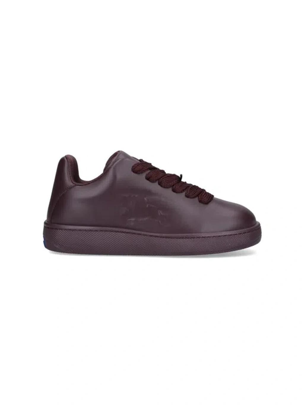 BURBERRY Leather Box Sneakers In Poison Product Image