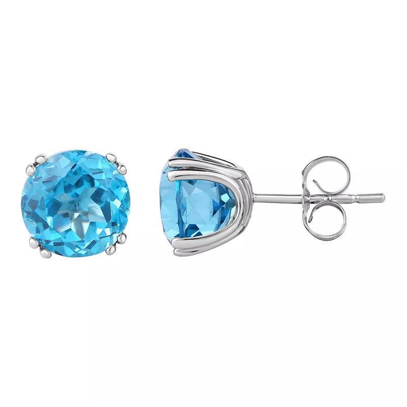 14k White Gold Blue Topaz Stud Earrings, Womens, 14k Gold Product Image