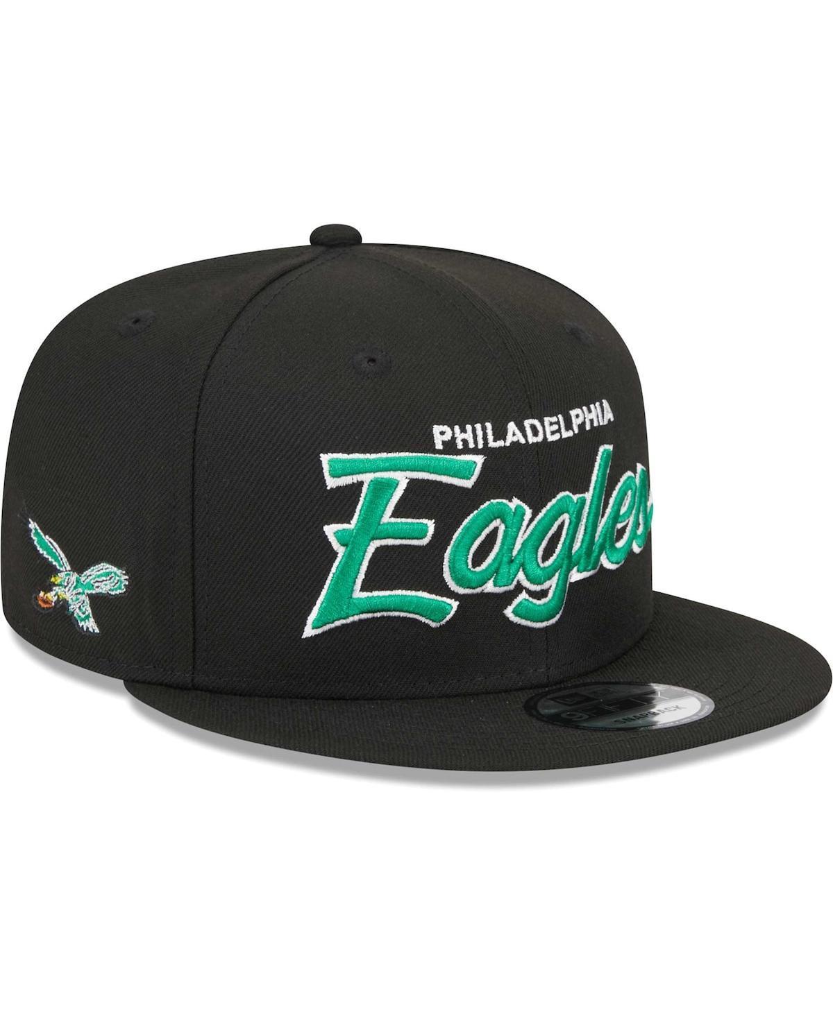 Mens New Era Black Philadelphia Eagles Main Script 9FIFTY Snapback Hat Product Image