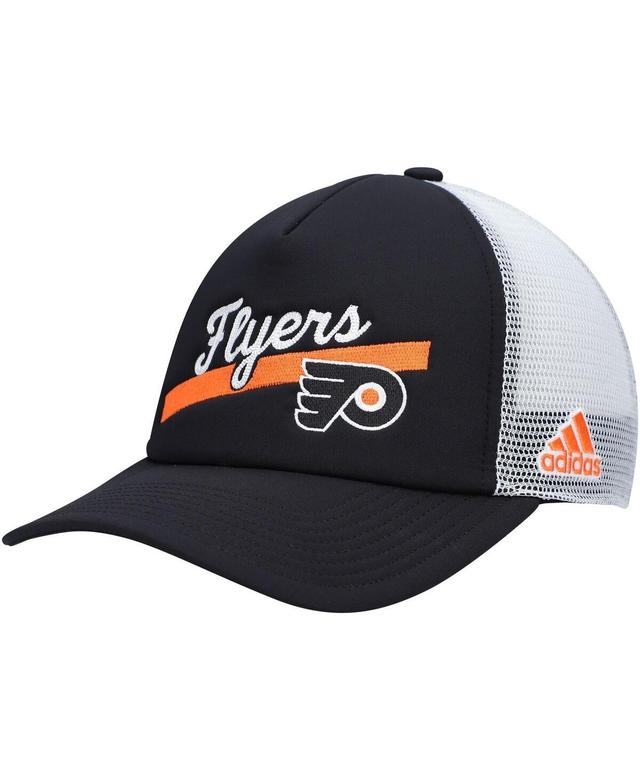 Womens adidas Black/White Philadelphia Flyers Foam Trucker Snapback Hat Product Image