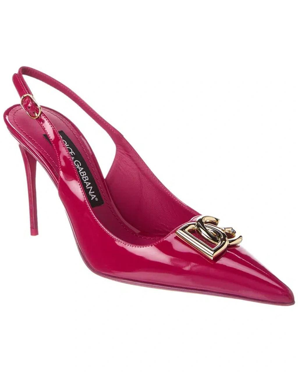 Dg Logo Leather Slingback Pump In Red Product Image