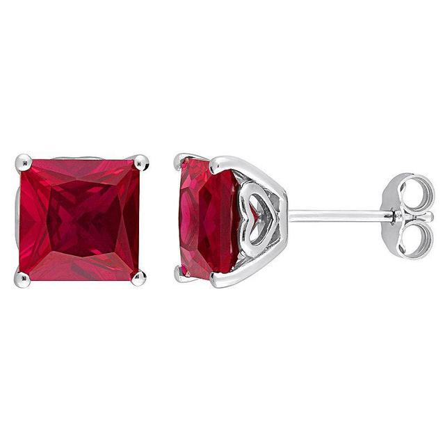 Stella Grace Sterling Silver & Gemstone Stud Earrings, Womens, Created Red Product Image